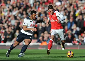 Arsenal V Tottenham Hotspur 2016-17 Prints: Mesut Ozil vs. Mousa Dembele: A Midfield Duel in the Arsenal vs
