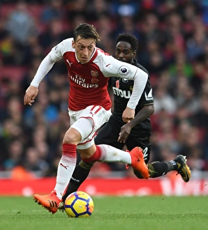 Arsenal V Swansea City 2017-18 Prints: Mesut Ozil vs. Nathan Dyer: Arsenal vs. Swansea City, Premier League Showdown