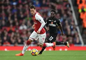 Arsenal V Swansea City 2017-18 Prints: Mesut Ozil vs. Nathan Dyer: Clash at the Emirates - Arsenal v Swansea City