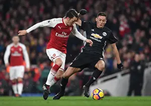 Arsenal V Manchester United 2017-18 Prints: Mesut Ozil vs. Nemanja Matic: Battle in the Midfield - Arsenal v Manchester United (2017-18)
