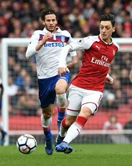 Arsenal V Stoke City 2017-18 Prints: Mesut Ozil vs Ramadan Sobhi: Clash at the Emirates - Arsenal v Stoke City, Premier League