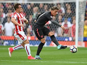 Stoke City V Arsenal 2017-18 Prints: Mesut Ozil vs. Xherdan Shaqiri: Battle at the Bet365 Stadium - Stoke City vs