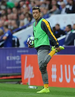 Mesut Ozil Warming Up: Arsenal's Star Player Prepares for Leicester City Clash, 2016-17 Premier League