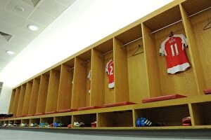 Images Dated 17th April 2016: Mesut Ozil's Arsenal Shirt in Arsenal Changing Room before Arsenal vs Crystal Palace (2015-16)