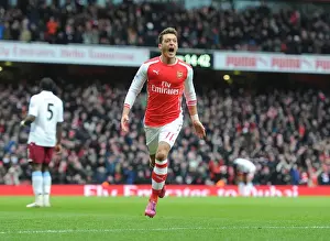 Arsenal V Aston Villa 2014-15 Prints: Mesut Ozil's Decisive Goal: Arsenal's Victory over Aston Villa