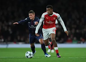 Arsenal V Paris Saint-Germain 2016-17 Prints: Midfield Showdown: Iwobi vs. Verratti - Arsenal vs