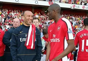 Arsenal v Stoke City 2008-09 Collection: Mikael Silvestre and Abou Diaby (Arsenal) after the match