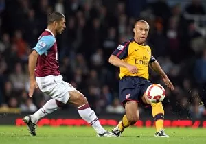 Images Dated 26th October 2008: Mikael Silvestre (Arsenal) Hayden Mullins (West Ham)