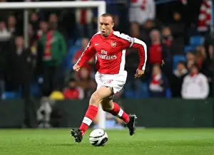 Manchester City V Arsenal - Carling Cup 2009-10 Prints: Mikael Silvestre (Arsenal). Manchester City 3: 0 Arsenal. Carlin Cup 5th Round