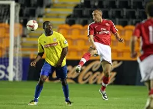 Images Dated 7th October 2008: Mikael Silvestre (Arsenal) Vincent Pericard (Stoke)