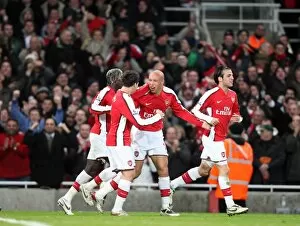 Arsenal v Tottenham 2008-09 Collection: Mikael Silvestre celebrates scoring Arsenals 1st goal