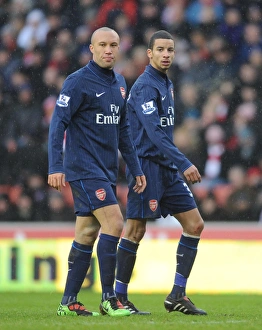 Stoke City v Arsenal - FA Cup 2009-10 Gallery: Mikael Silvestre and Craig Eastmond (Arsenal). Stoke City 3: 1 Arsenal, FA Cup 4th round