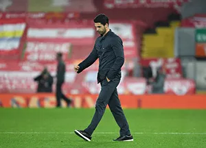 Liverpool V Arsenal 2020-21 Prints: Mikel Arteta at Anfield: Arsenal vs
