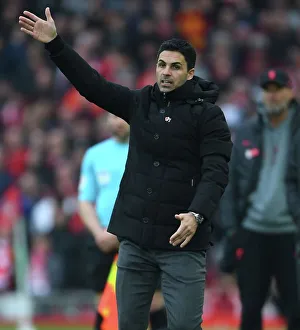 Liverpool V Arsenal 2022-23 Prints: Mikel Arteta at Anfield: Liverpool vs. Arsenal, Premier League 2022-23