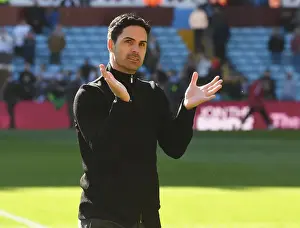 Mikel Arteta Applauding Arsenal Fans at Aston Villa: Premier League 2021-22