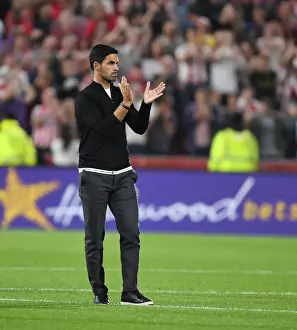 Mikel Arteta Applauding Arsenal Fans at Brentford Community Stadium - Premier League 2021-22