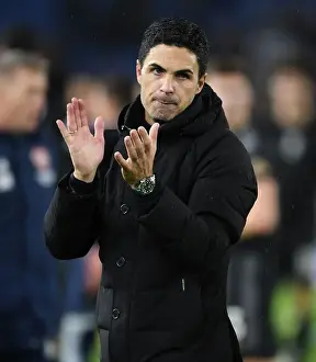 Mikel Arteta Applauding Arsenal Fans after Brighton Victory - Premier League 2022-23