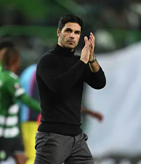 Sporting Lisbon V Arsenal 2022-23 Prints: Mikel Arteta Applauds Arsenal Fans: Sporting Lisbon vs Arsenal