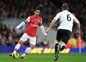 Mikel Arteta (Arsenal) Chris Baird (Fulham). Arsenal 3: 3 Fulham. Barclays Premier League