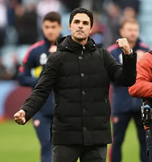Mikel Arteta and Arsenal Fans Celebrate Victory: Aston Villa vs Arsenal FC, Premier League 2022-23