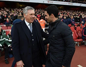 Images Dated 23rd February 2020: Mikel Arteta and Carlo Ancelotti's Pre-Match Greeting: Arsenal vs