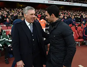 Arsenal V Everton 2019-20 Prints: Mikel Arteta and Carlo Ancelotti's Pre-Match Greeting: Arsenal vs