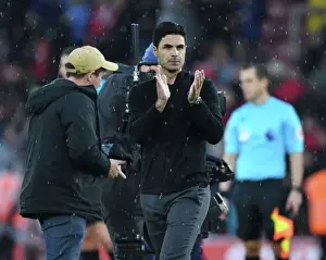 Southampton V Arsenal 2022-23 Prints: Mikel Arteta Celebrates with Arsenal Fans: Southampton Victory in 2022-23 Premier League