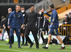 Mikel Arteta Celebrates Arsenal's Second Goal Against Wolverhampton Wanderers (2019-2020)