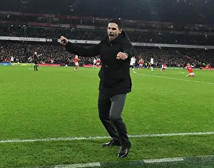 Arsenal V Manchester United 2022-23 Prints: Mikel Arteta Celebrates Arsenal's Victory Over Manchester United in the Premier League