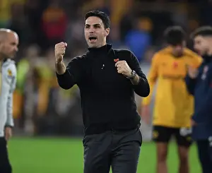 Mikel Arteta Celebrates Arsenal's Victory over Wolverhampton Wanderers in the 2022-23 Premier League