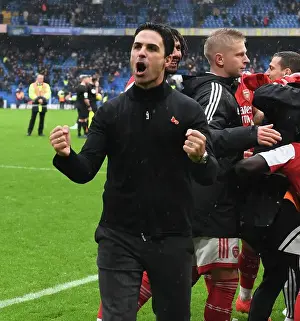 Chelsea V Arsenal 2022-23 Prints: Mikel Arteta Celebrates Arsenal's Win at Stamford Bridge Against Chelsea (2022-23)