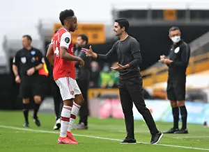 Wolverhampton Wanderers V Arsenal 2019-20 Prints: Mikel Arteta Coaches Aubameyang: Wolverhampton Wanderers vs Arsenal FC