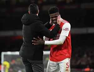 Arsenal V West Ham United 2022-23 Prints: Mikel Arteta Consoles Distressed Thomas Partey After Substitution