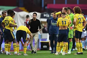 Mikel Arteta Directs Arsenal Team During Aston Villa Match, Premier League 2019-2020