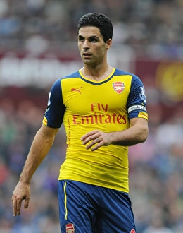 Aston Villa V Arsenal 2014-15 Prints: Mikel Arteta Focused: Aston Villa vs Arsenal, Premier League 2014-15
