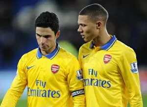 Cardiff City V Arsenal 2013-14 Prints: Mikel Arteta and Kieran Gibbs: Post-Match Moment at Cardiff City Stadium (Arsenal vs)