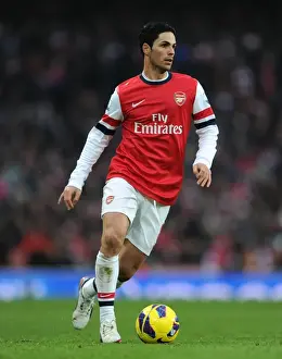 Arsenal V Aston Villa - 2012-13 Prints: Mikel Arteta Leads Arsenal Against Aston Villa - Premier League 2012-13