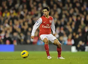 Fulham V Arsenal 2011-12 Prints: Mikel Arteta Leads Arsenal at Craven Cottage (Fulham v Arsenal 2011-12)