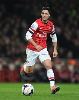 Arsenal V Swansea City 2013-14 Prints: Mikel Arteta Leads Arsenal Against Swansea City, Premier League 2013-14