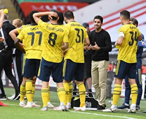 Images Dated 28th June 2020: Mikel Arteta Motivates Arsenal Team During FA Cup Quarterfinal vs Sheffield United