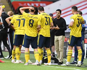 Sheffield United V Arsenal - FA Cup 2019-20 Prints: Mikel Arteta Motivates Arsenal Team During FA Cup Quarterfinal vs Sheffield United