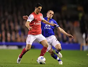 Everton V Arsenal 2011-12 Prints: Mikel Arteta Outmaneuvers Leon Osman: Everton vs Arsenal, Premier League 2011-12