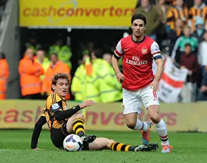 Hull City V Arsenal 2013/14 Prints: Mikel Arteta Outmaneuvers Nikica Jelavic: Hull City vs Arsenal, Premier League 2013/14