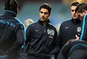 Aston Villa V Arsenal 2011-12 Prints: Mikel Arteta Rallies Arsenal Team Before Aston Villa Clash (2011-12)