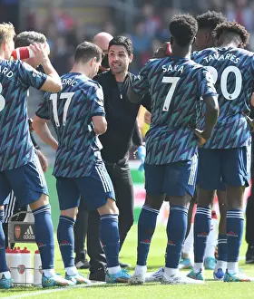 Southampton V Arsenal 2021-22 Prints: Mikel Arteta Rallies Arsenal Team During Southampton Match, 2021-22 Premier League