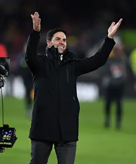 Brentford V Arsenal 2023-24 Prints: Mikel Arteta Reacts After Arsenal's Win Against Brentford in 2023-24 Premier League