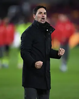 Brentford V Arsenal 2023-24 Prints: Mikel Arteta Rejoices: Arsenal's Triumph Over Brentford in the 2023-24 Premier League