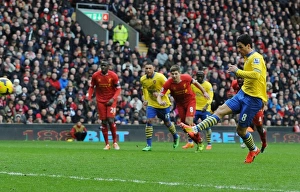 Liverpool V Arsenal 2013-14 Prints: Mikel Arteta Scores Penalty: Liverpool vs Arsenal, Premier League 2013-14