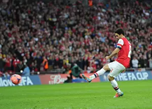 Arsenal V Wigan Athletic - FA Cup Semi Final 2014 Prints: Mikel Arteta Scores the Winning Penalty: Arsenal Advance to FA Cup Final vs