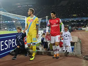 Napoli V Arsenal 2013-14 Prints: Mikel Arteta and Valon Behrami: Clash of Captains before Napoli vs